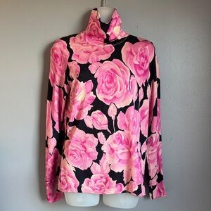 Belford silk blend rose floral print turtleneck *Sz M